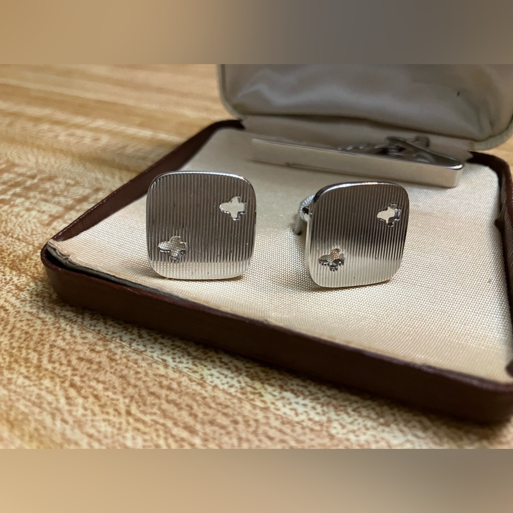 Vintage 1950s Cufflinks & Tie Clip Set Styled by Fifth Avenue w/ Box